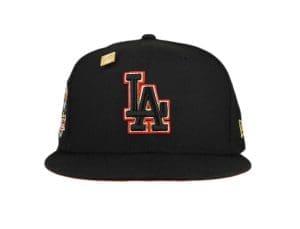 Los Angeles Dodgers 60th Anniversary Black Red 59Fifty Fitted Hat by MLB x New Era Front