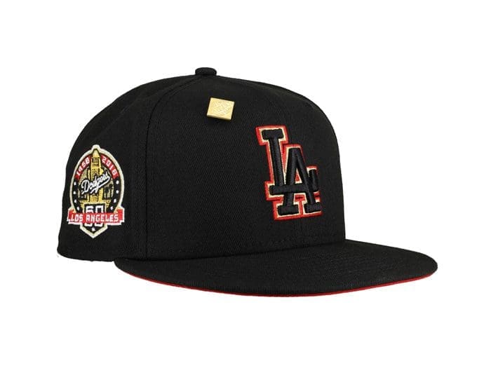 Los Angeles Dodgers 60th Anniversary Black Red 59Fifty Fitted Hat by MLB x New Era