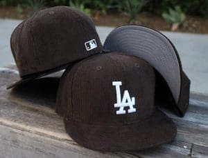 Los Angeles Dodgers Brown Corduroy Gray 59Fifty Fitted Hat by MLB x New Era Back