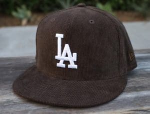 Los Angeles Dodgers Brown Corduroy Gray 59Fifty Fitted Hat by MLB x New Era Front