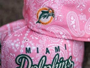 Miami Dolphins 1998 Pro Bowl Pink Paisley Black 59Fifty Fitted Hat by NFL x New Era Back