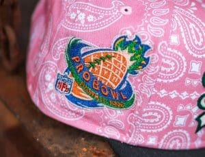 Miami Dolphins 1998 Pro Bowl Pink Paisley Black 59Fifty Fitted Hat by NFL x New Era Patch
