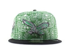 Philadelphia Eagles 75 Years Paisley Green 59Fifty Fitted Hat by NFL x New Era Front