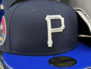Pittsburgh Pirates Navy Blue Azure 59Fifty Fitted Hat by MLB x New Era Front