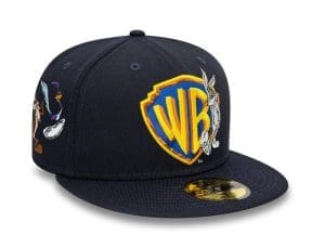 Warner Brothers Shield Navy 59Fifty Fitted Hat by Warner Bros x New Era Left