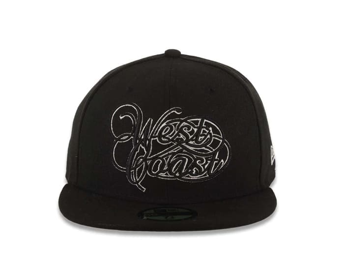 West Coast Script Logo Black White 59Fifty Fitted Hat by New Era ...