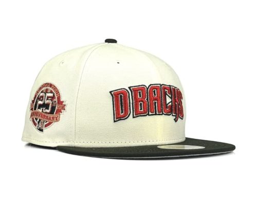 Arizona Diamondbacks 25th Anniversary Chrome White Black 59Fifty Fitted Hat by MLB x New Era