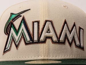 Florida Marlins Marlins Park White Green 59Fifty Fitted Hat by MLB x New Era Front
