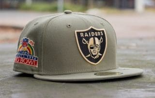 Las Vegas Raiders Hawaii 1990 Pro Bowl Army Green 59Fifty Fitted Hat by NFL x New Era