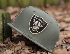 Las Vegas Raiders Hawaii 1990 Pro Bowl Army Green 59Fifty Fitted Hat by NFL x New Era Front