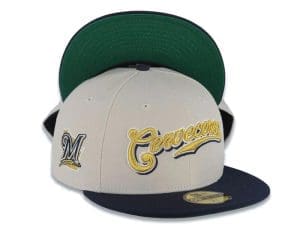 Milwaukee Brewers M State Map Stone Navy 59Fifty Fitted Hat by MLB x New Era