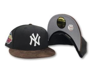 New York Yankees 1999 World Series Black Brown Suede 59Fifty Fitted Hat by MLB x New Era Bottom