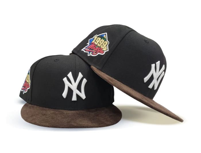 New York Yankees 1999 World Series Black Brown Suede 59Fifty Fitted Hat by MLB x New Era