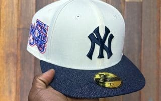 New York Yankees 75th World Series Chrome White Denim 59Fifty Fitted Hat by MLB x New Era