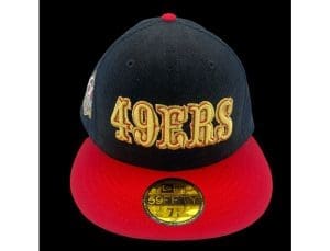 San Francisco 49ers 60 Seasons Black Red 59Fifty Fitted Hat by NFL x New Era Front