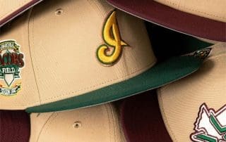 Hat Club Color Story Khaki Maroon and Khaki Green 59Fifty Fitted Hat Collection by MLB x New Era