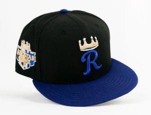 Kansas City Royals 2012 ASG 2-Tone Black Dark Royal 59fifty Fitted Hat by MLB x New Era Front