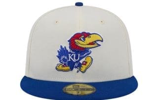 Kansas Jayhawks Chrome White Vintage 59Fifty Fitted Hat by NCAA x New Era Front