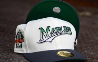 Miami Marlins 25th Anniversary Off-White Dark Grey 59Fifty Fitted Hat by MLB x New Era
