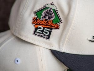 Miami Marlins 25th Anniversary Off-White Dark Grey 59Fifty Fitted Hat by MLB x New Era Patch