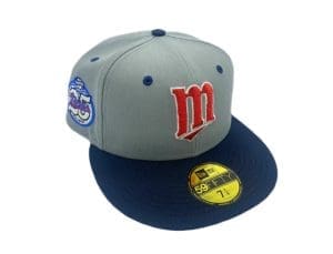 Minnesota Twins 25 Years Gray Navy 59Fifty Fitted Hat by MLB x New Era Front