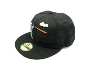 Moonwalker Bat Flip Black Camo 59fifty Fitted Hat by The Capologists x New Era Left