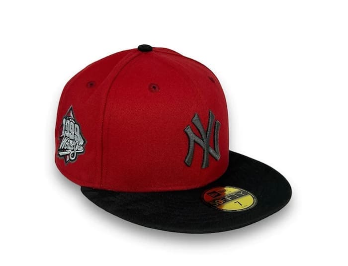 New York Yankees 1999 WS Pinot Red Black Camo 59Fifty Fitted Hat by MLB x New Era