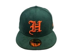 Pride Dark Green Corduroy 59Fifty Fitted Hat by Fitted Hawaii x New Era Front