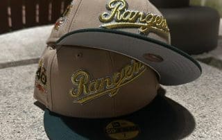 Texas Rangers 40th Anniversary Khaki Dark Green 59Fifty Fitted Hat by MLB x New Era