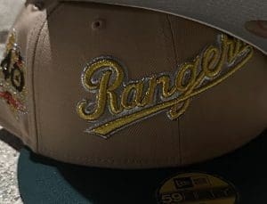 Texas Rangers 40th Anniversary Khaki Dark Green 59Fifty Fitted Hat by MLB x New Era Front