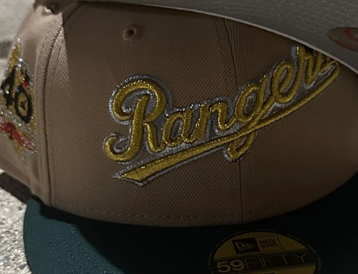 Texas Rangers 40th Anniversary Khaki Dark Green 59Fifty Fitted Hat by ...