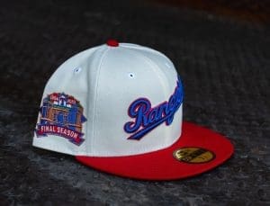 Texas Rangers Final Season Off-White Red 59Fifty Fitted Hat by MLB x New Era Front