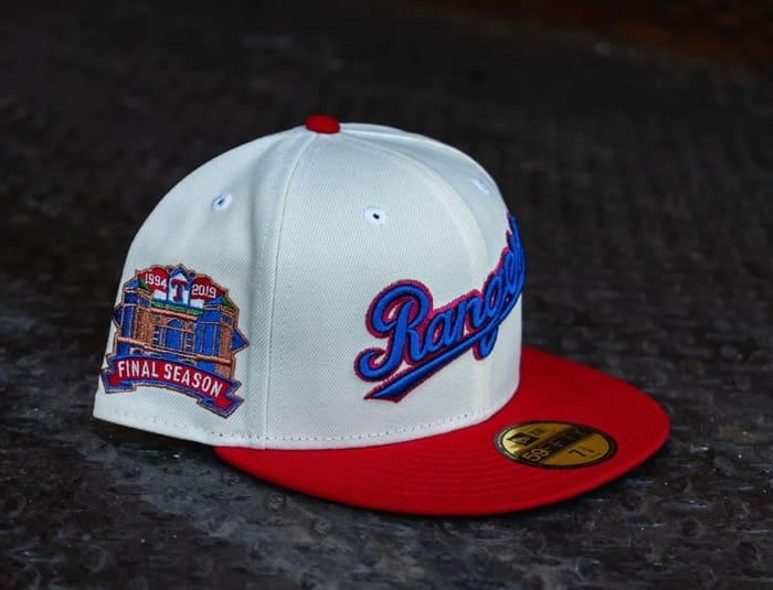 Texas Rangers Final Season Off-White Red 59Fifty Fitted Hat by MLB x ...