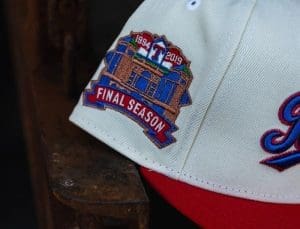 Texas Rangers Final Season Off-White Red 59Fifty Fitted Hat by MLB x New Era Patch
