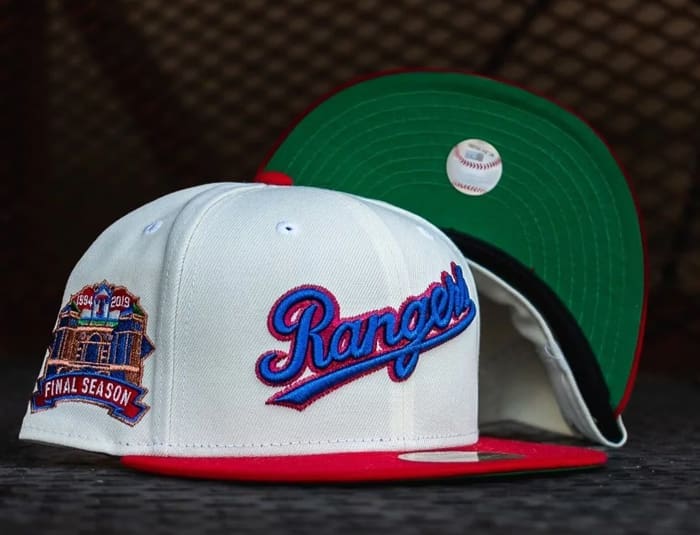 Texas Rangers Final Season Off-White Red 59Fifty Fitted Hat by MLB x New Era