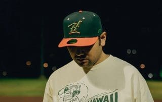 Kalai Dark Green Orange 59Fifty Fitted Hat by Fitted Hawaii x New Era