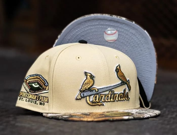 St. Louis Cardinals Sportsman's Park Vegas Gold Realtree Camo 59Fifty Fitted Hat by MLB x New Era