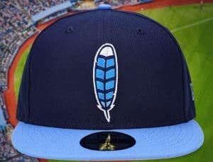 Blue Jay Feather Light Navy Sky Blue 59Fifty Fitted Hat by Noble North x New Era Front