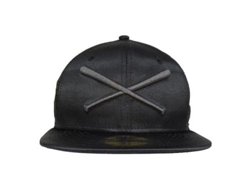 Crossed Bats Logo Black Satin 59Fifty Fitted Hat by JustFitteds x New Era