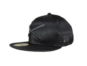 Crossed Bats Logo Black Satin 59Fifty Fitted Hat by JustFitteds x New Era Left