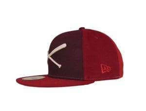 Crossed Bats Logo DTMC Shades Of Red 59Fifty Fitted Hat by JustFitteds x New Era Left