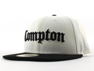 Compton Chrome White Black 59Fifty Fitted Hat by New Era Left