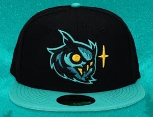 Great Horned Owl Black Teal 59Fifty Fitted Hat by Noble North x New Era Front