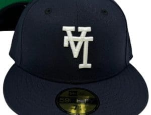 Los Angeles Dodgers Upside Down Navy Green 59Fifty Fitted Hat by MLB x New Era Front