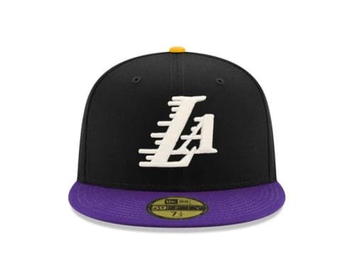 Los Angeles Lakers 75th Anniversary Black Purple 59Fifty Fitted Hat by NBA x New Era