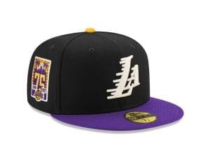 Los Angeles Lakers 75th Anniversary Black Purple 59Fifty Fitted Hat by NBA x New Era Front