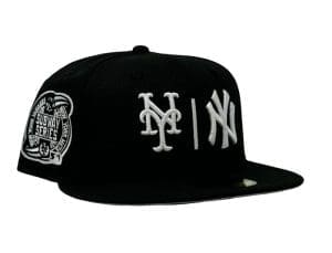 New York Yankees Vs Mets Subway Series Black And White 59Fifty Fitted Hat by MLB x New Era Front