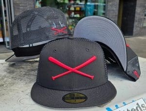 Crossed Bats Logo Trucker Bred and Navy Sky 59fifty Fitted Hat by JustFitteds x New Era Bred