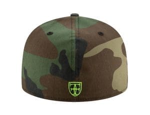 Kamehameha Woodland Camo Safety Green 59Fifty Fitted Hat by Fitted Hawaii x New Era Back