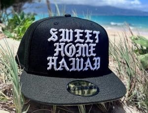 Sweet Home Hawaii Black White 59Fifty Fitted Hat by 808allday x New Era Front